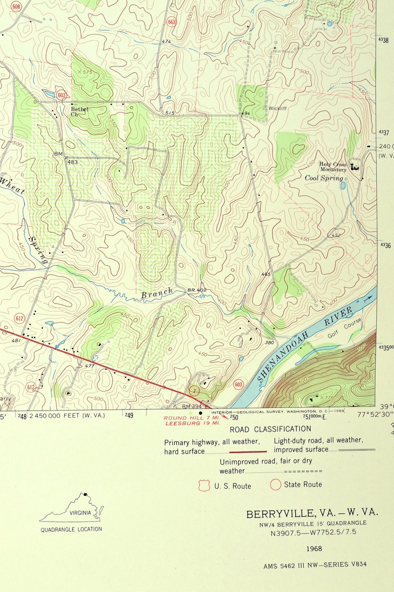 Berryville Map of Franklintown Virginia Print Wall Decor LARGE Etsy