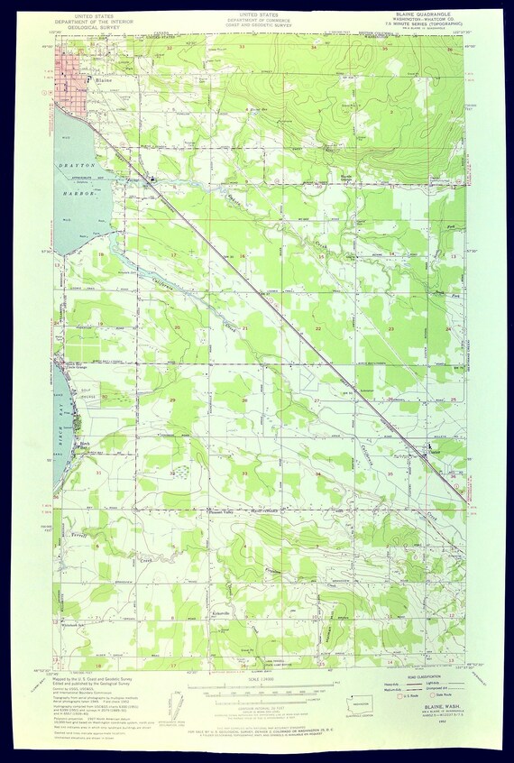 Blaine Map of Custer Washington Art Print Wall Decor LARGE Etsy
