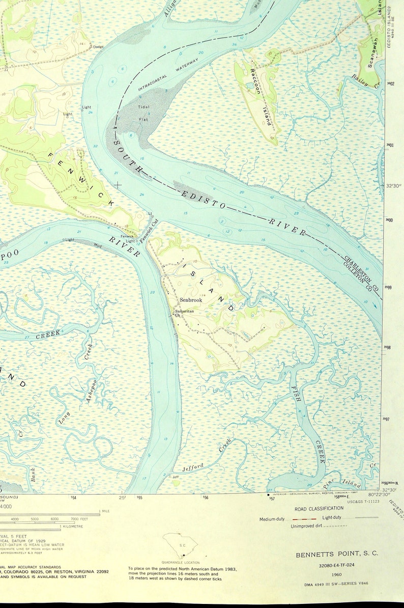Point Map of Seabrook South Carolina Wall Decor Large Etsy