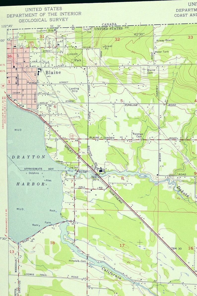 Blaine Map of Custer Washington Art Print Wall Decor LARGE Etsy