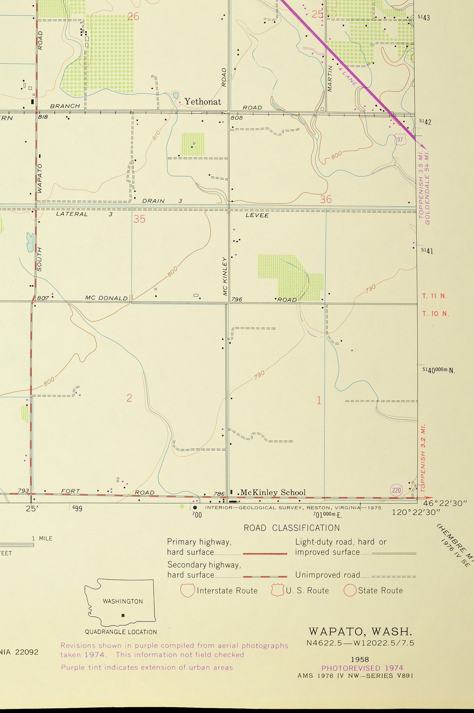Wapato Map of Yakima County Washington Print Wall Decor LARGE Etsy