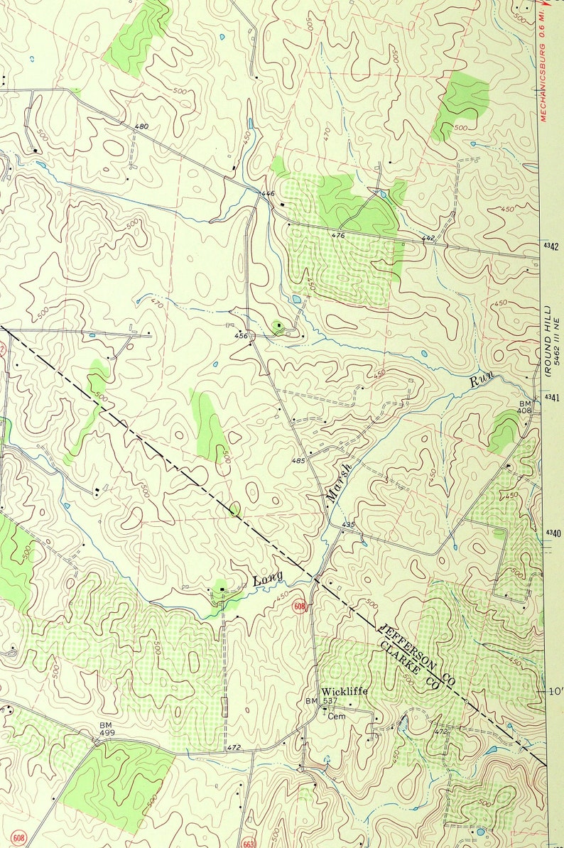 Berryville Map of Franklintown Virginia Print Wall Decor LARGE Etsy