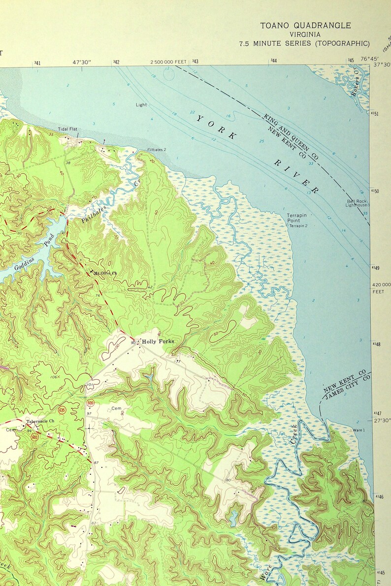 Toano Map of Barhamsville Virginia Art Print Wall Decor LARGE Etsy