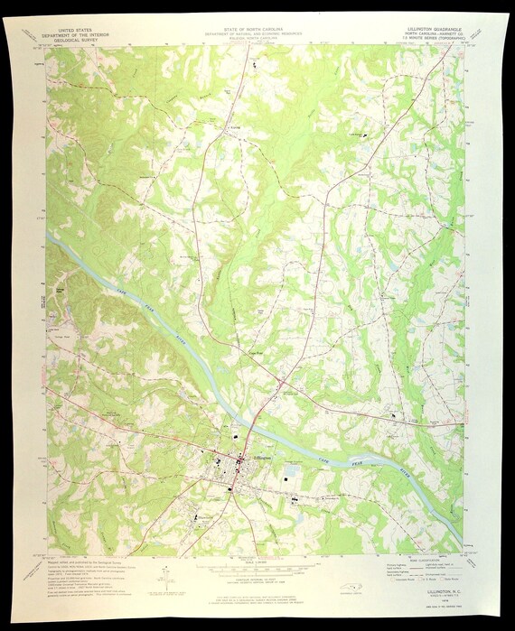 Lillington Map of Shawtown North Carolina LARGE Topographic Etsy