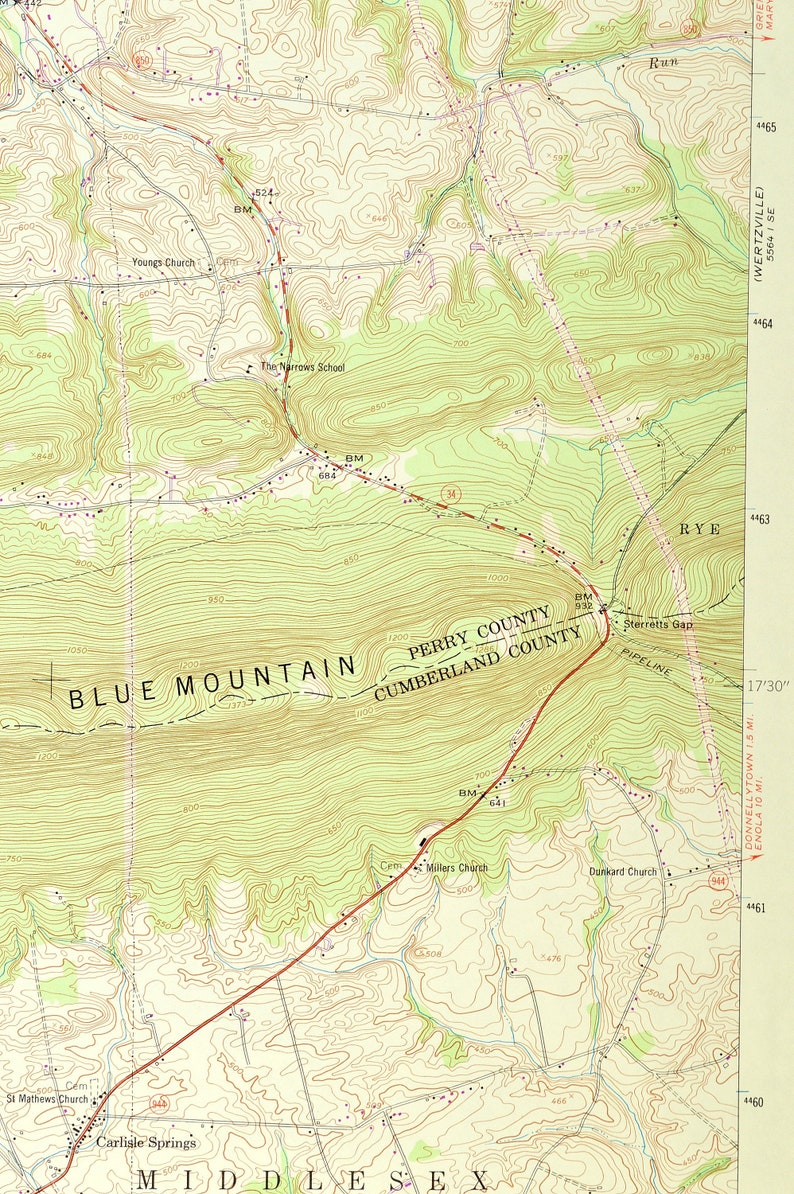 Shermans Dale Map of Carlisle Springs Pennsylvania Art Print Etsy