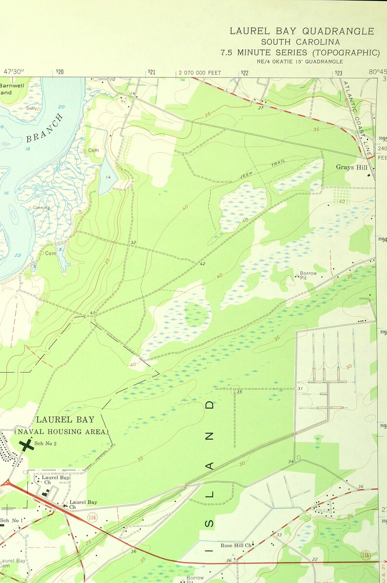 Laurel Bay Map of Port Royal Island South Carolina Wall Art Etsy