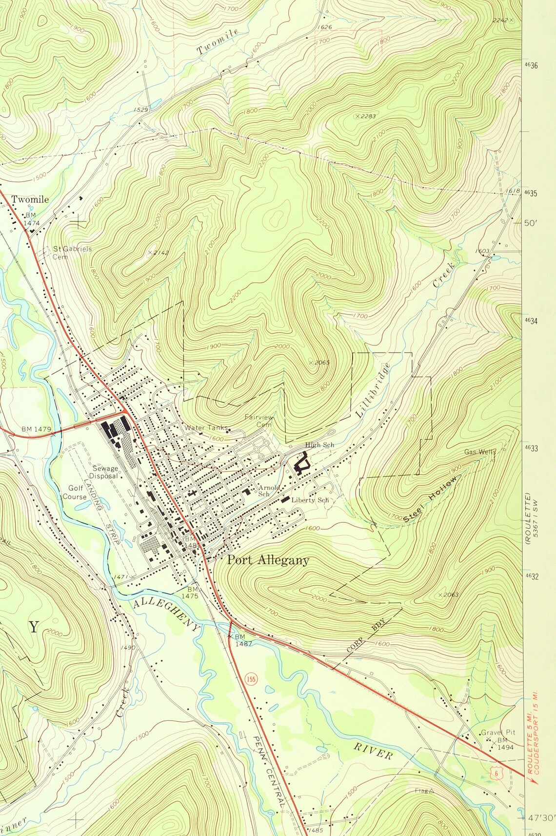 Port Allegany Map of McKean County Pennsylvania Art Print Wall Etsy