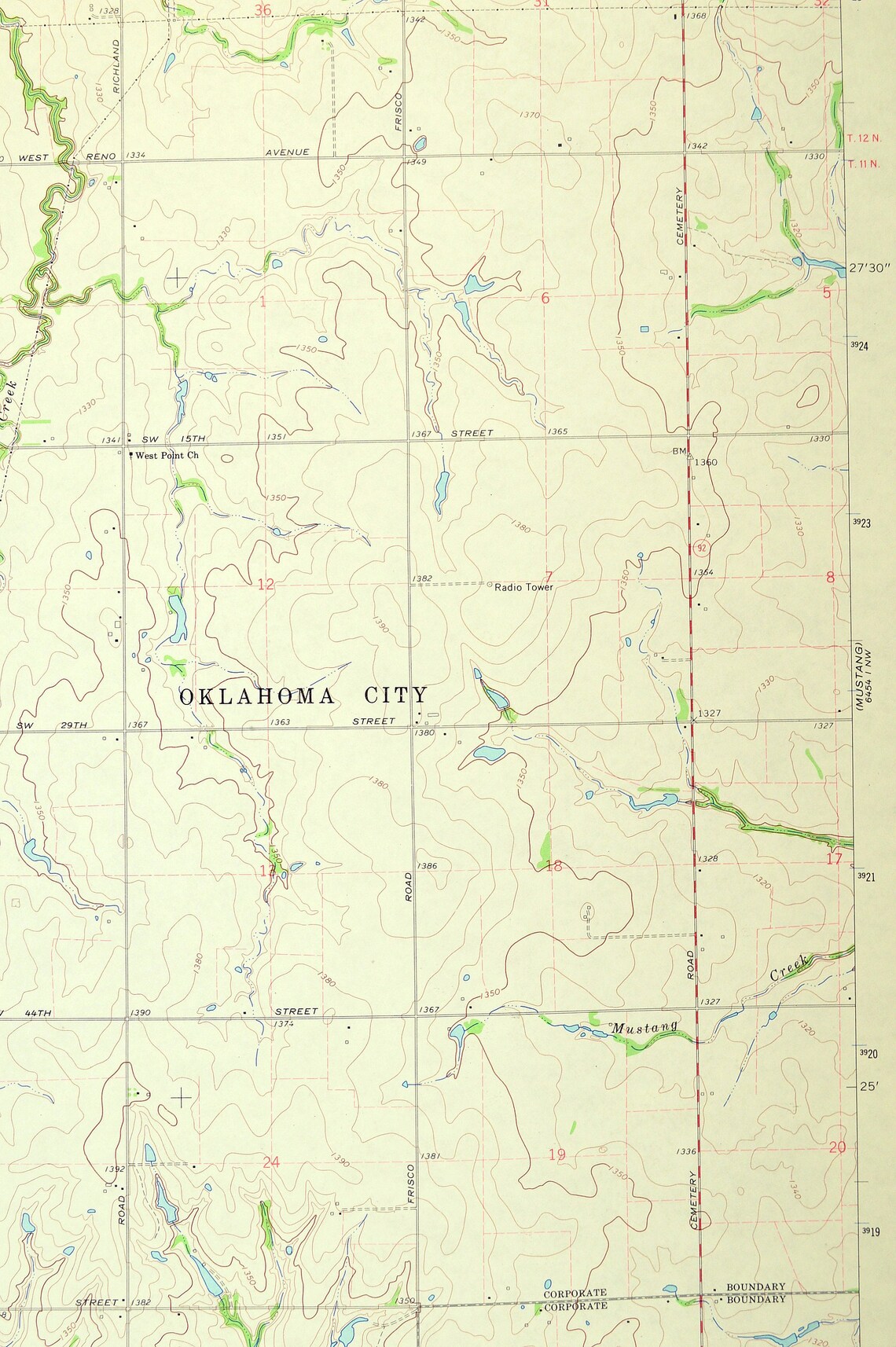 Canadian County Oklahoma Map of Minco Print Wall Art Decor Etsy