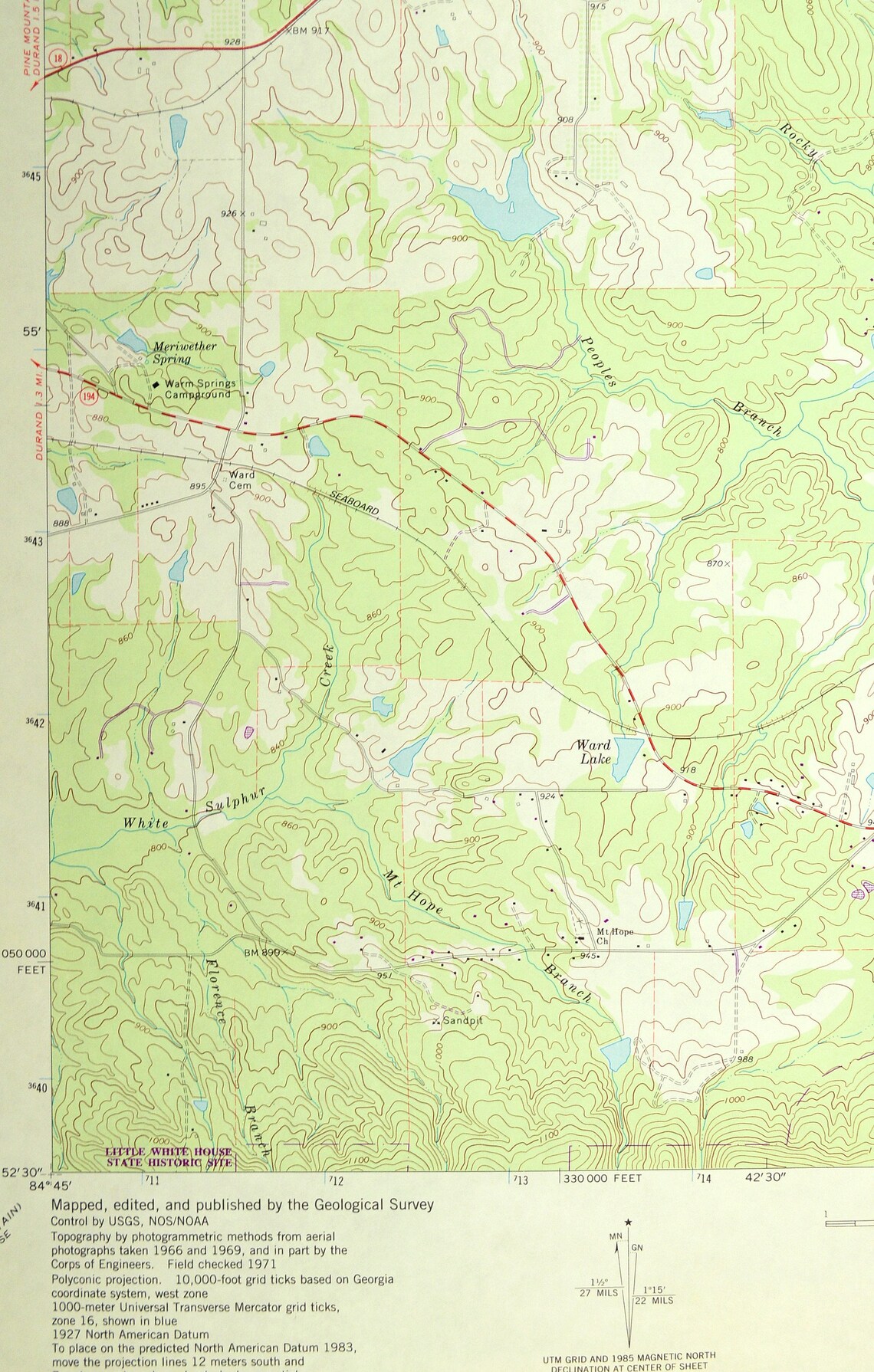 Warm Springs Map of Roosevelt's Little White House Etsy
