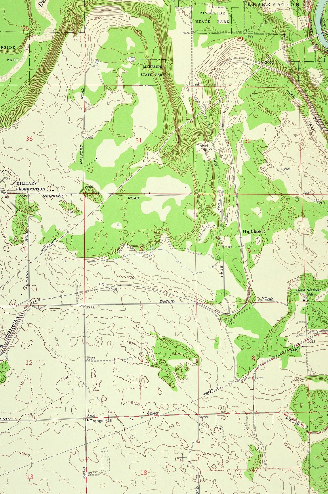 Airway Heights Map of Highland Washington Print Wall Decor Etsy