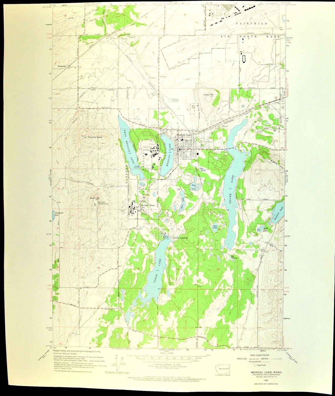 Medical Lake Map of Lakeland Village Washington Print Wall Etsy