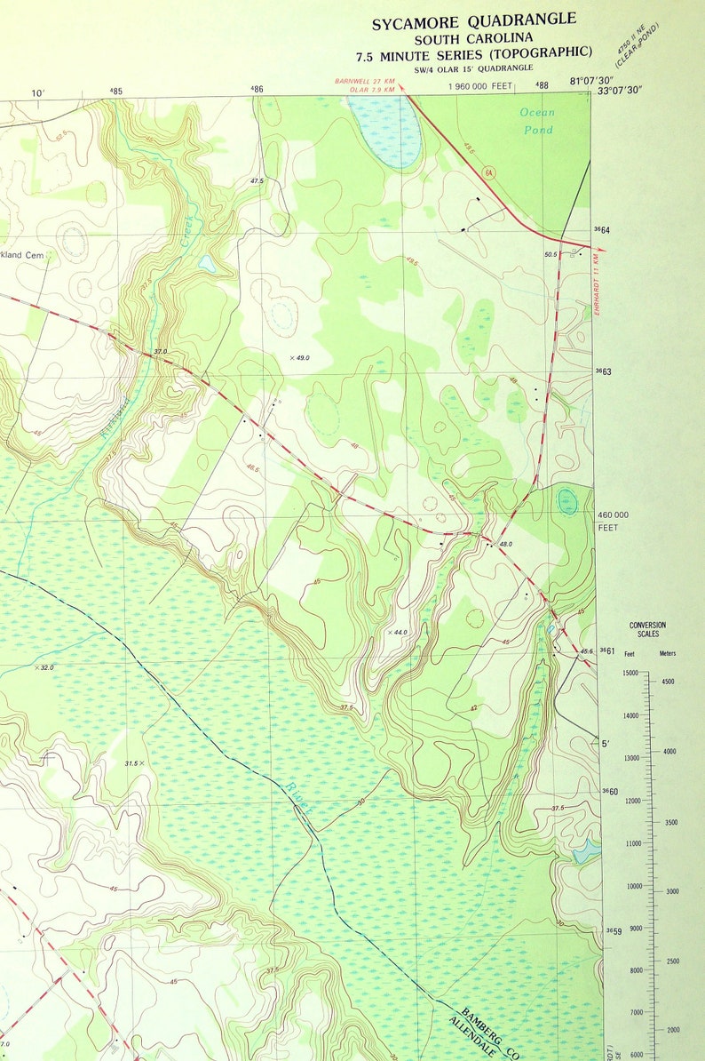 Sycamore Map of Allendale County South Carolina Art Print Wall Etsy