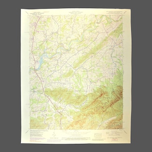 Davy Crockett Lake Map of Cherokee National Forest Tennessee Wall Print LARGE Topographic Survey Wildlife Management Area Nolichucky River