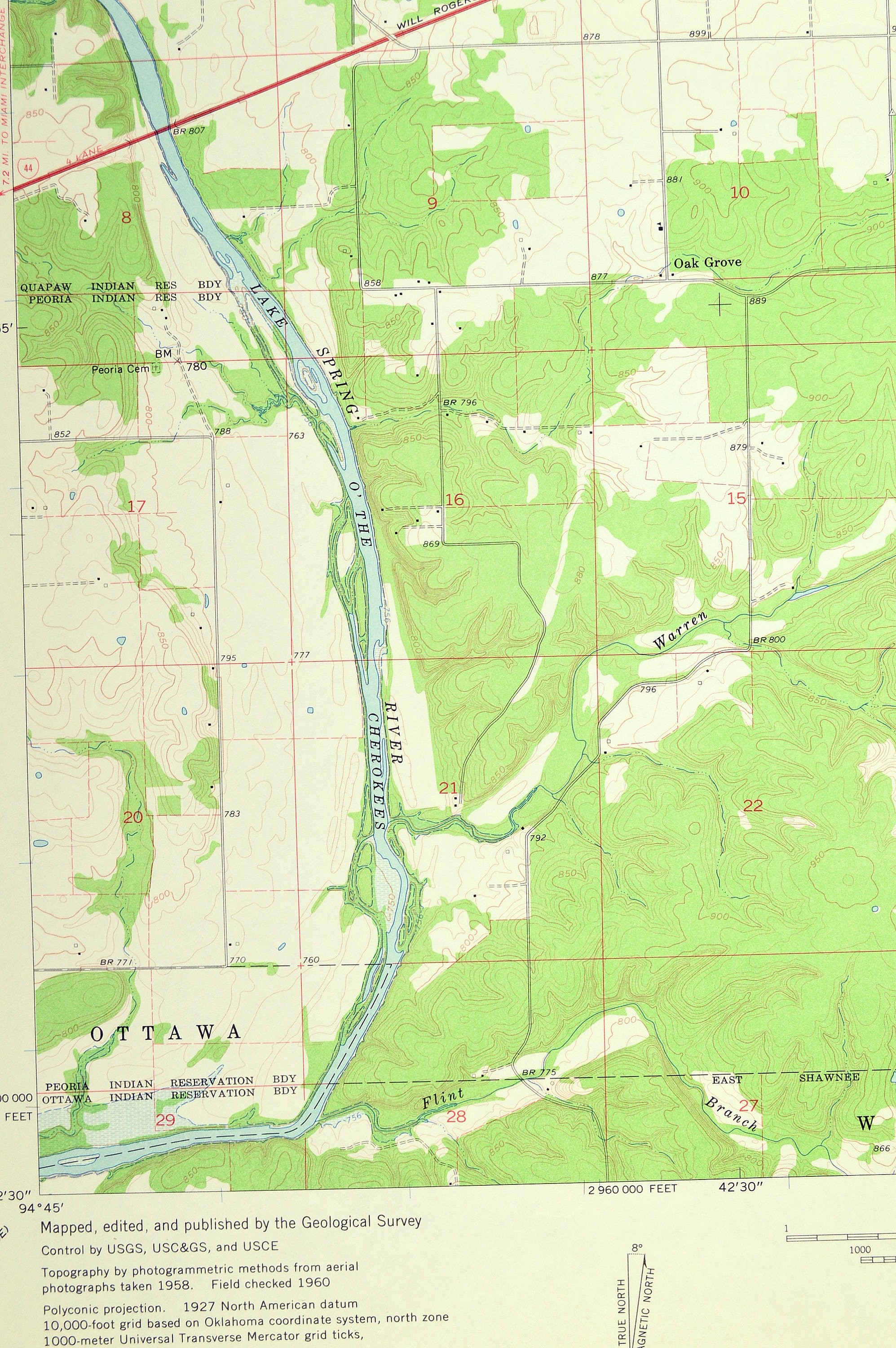 Peoria Map of Quapaw Indian Reservation Oklahoma Wall Art Etsy