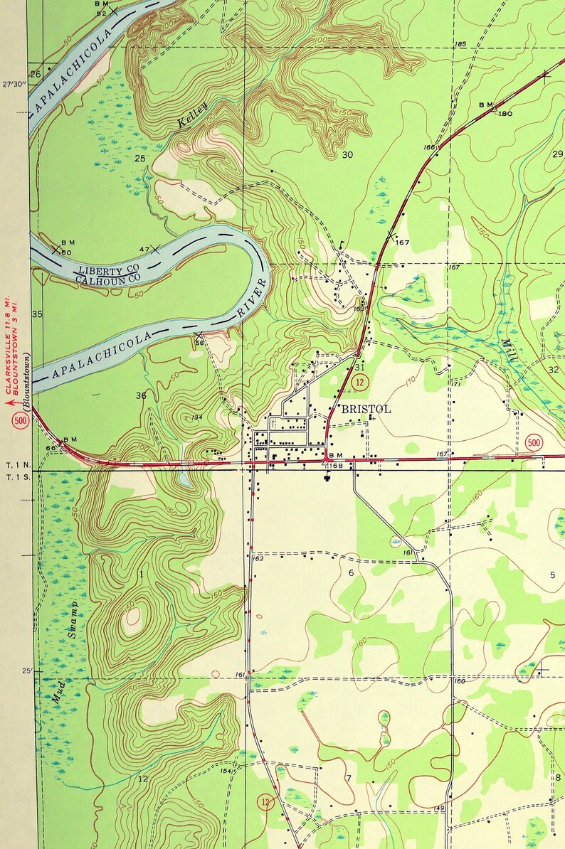 Bristol Map of Lake Mystic Florida Print Wall Art LARGE Etsy
