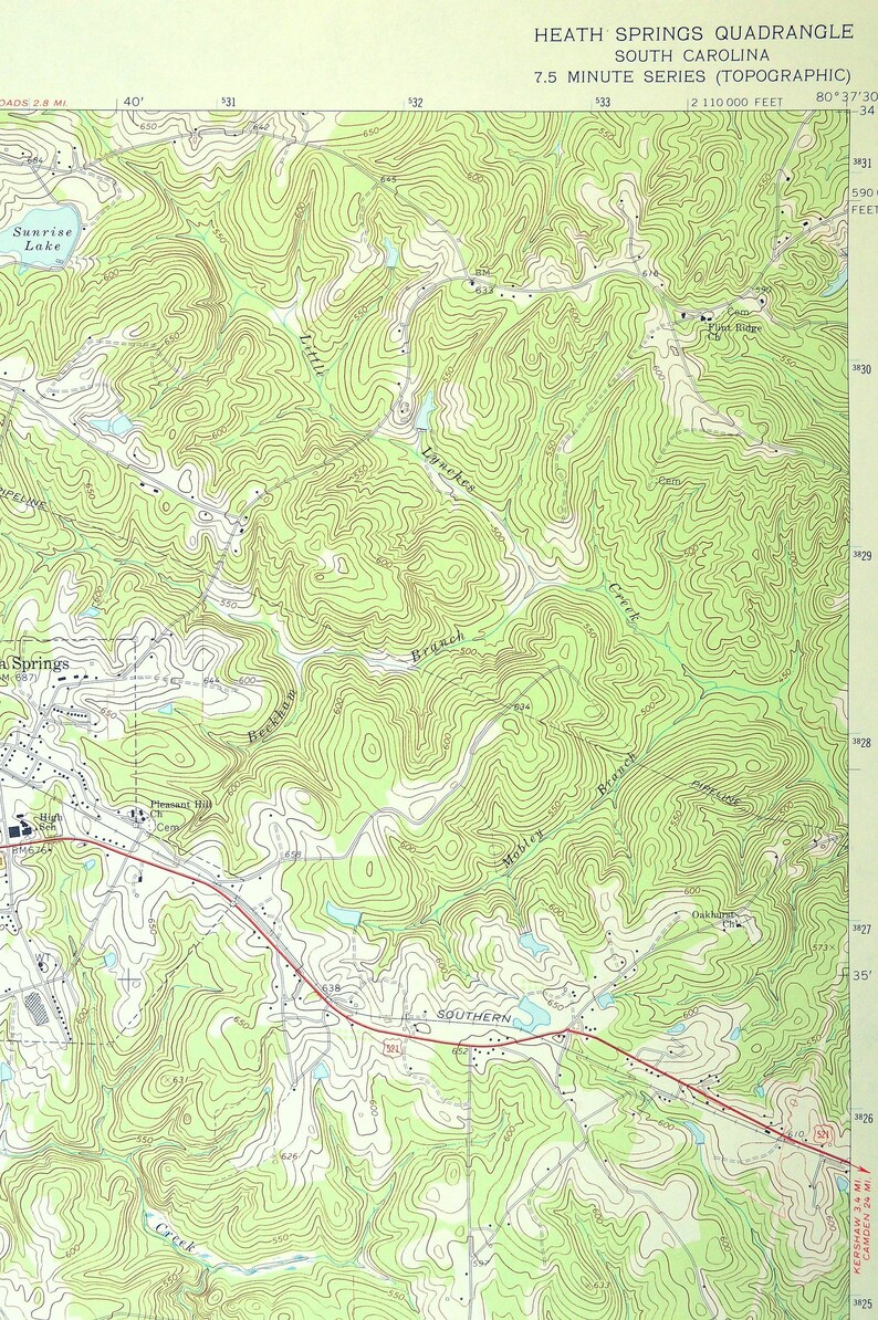 Heath Springs Map of Pleasant Hill South Carolina Wall Decor Etsy