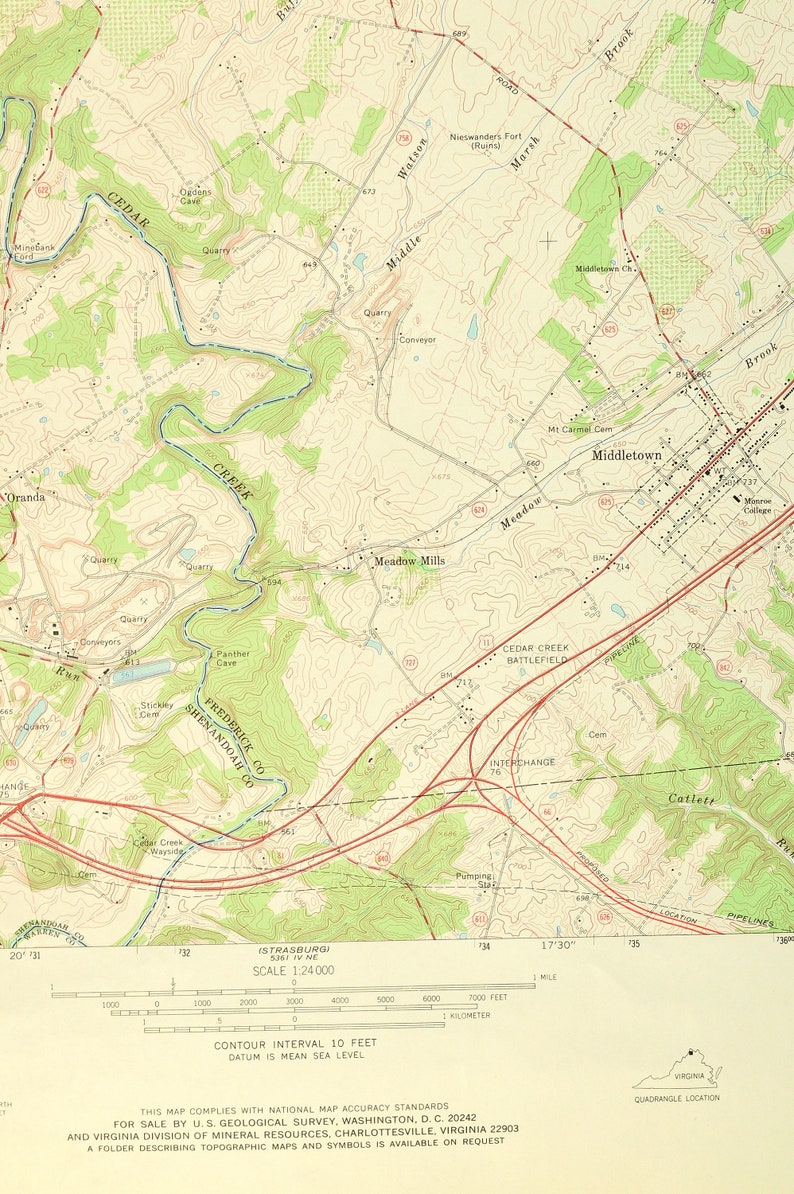Middletown Map of Marlboro Virginia Art Print Wall Decor LARGE Etsy