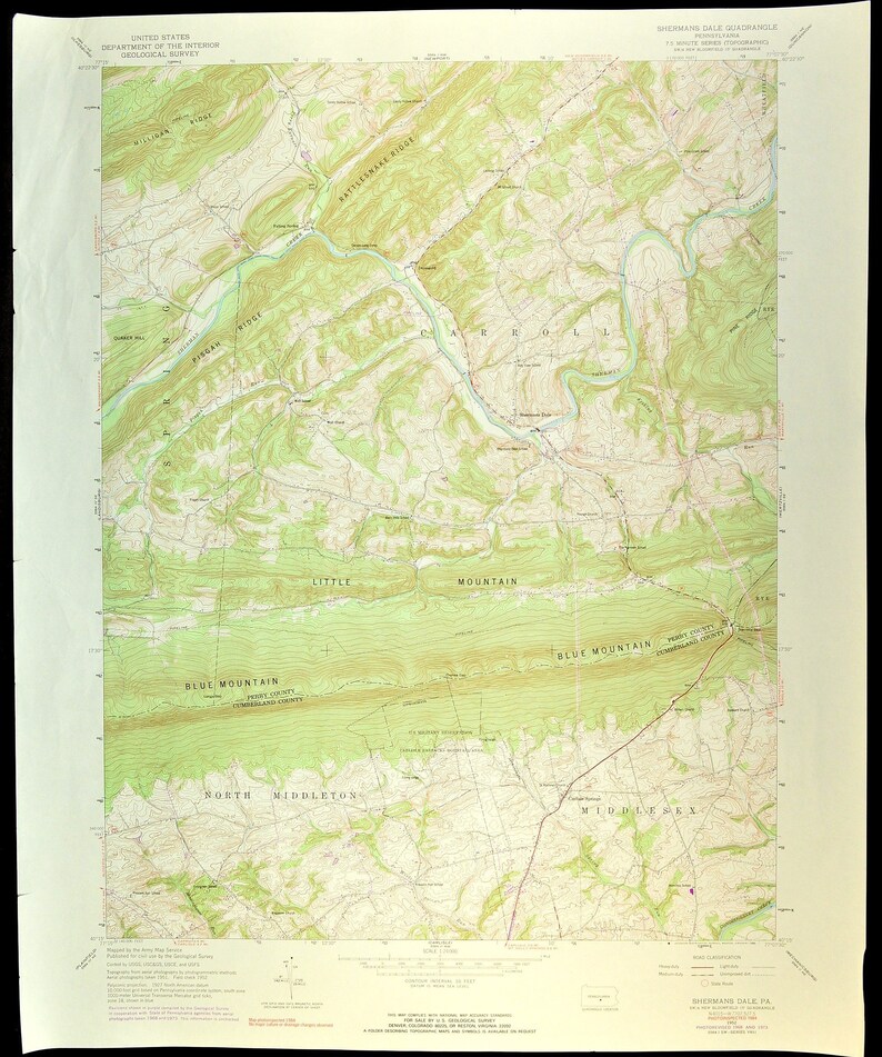 Shermans Dale Map of Carlisle Springs Pennsylvania Art Print Etsy