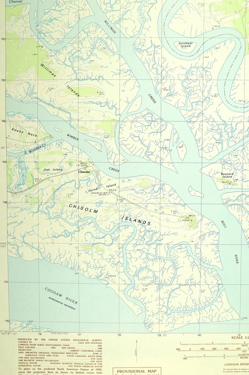 Wiggins Map of Chisolm South Carolina Wall Art LARGE Etsy