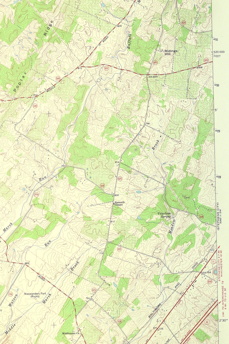 Middletown Map of Marlboro Virginia Art Print Wall Decor LARGE Etsy