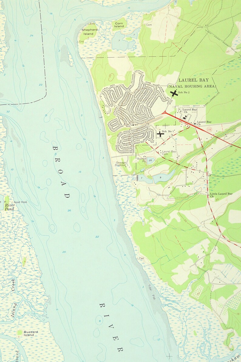 Laurel Bay Map of Port Royal Island South Carolina Wall Art Etsy