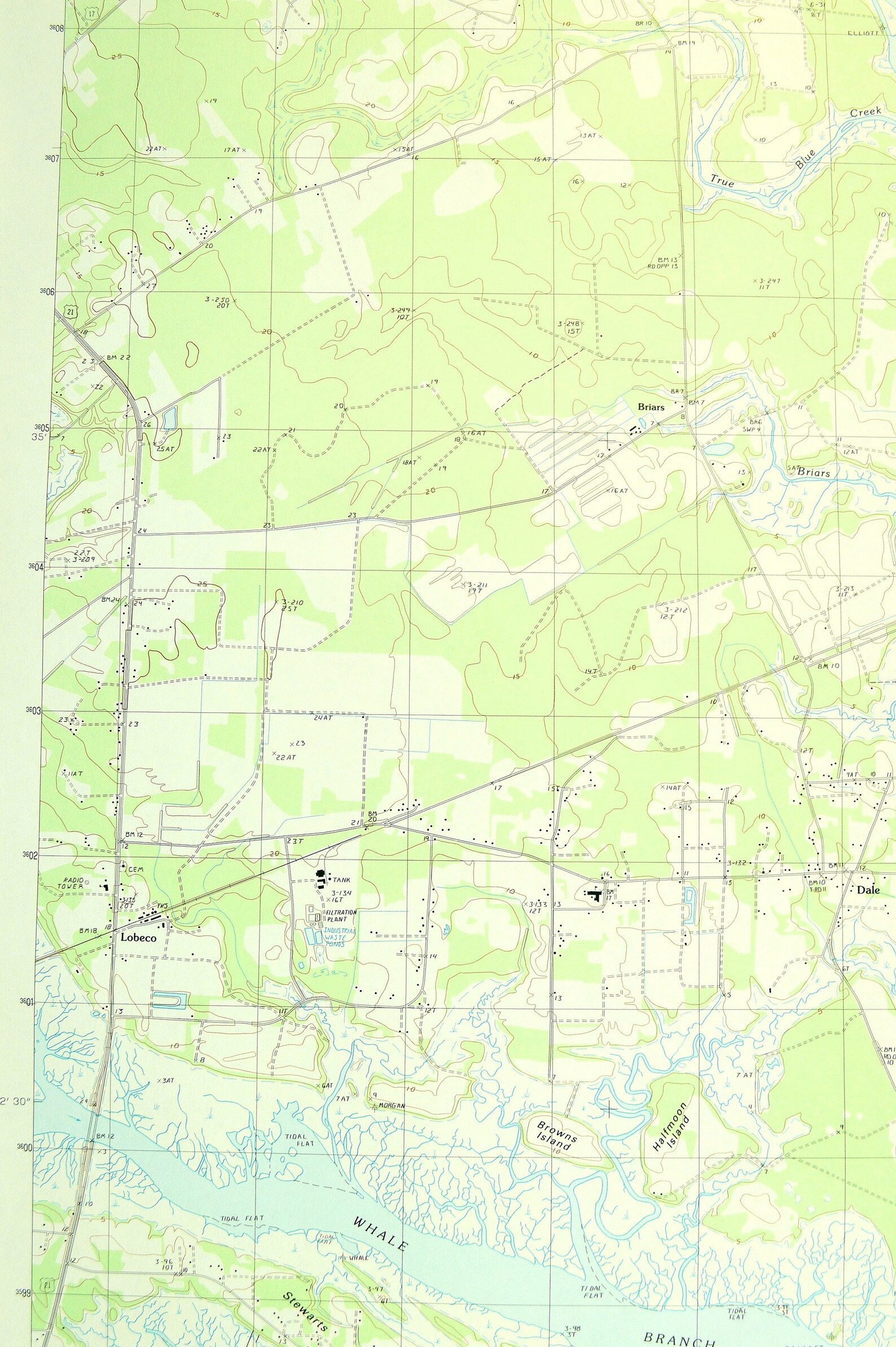 Dale Map of Lobeco South Carolina Wall Art LARGE Topographic Etsy