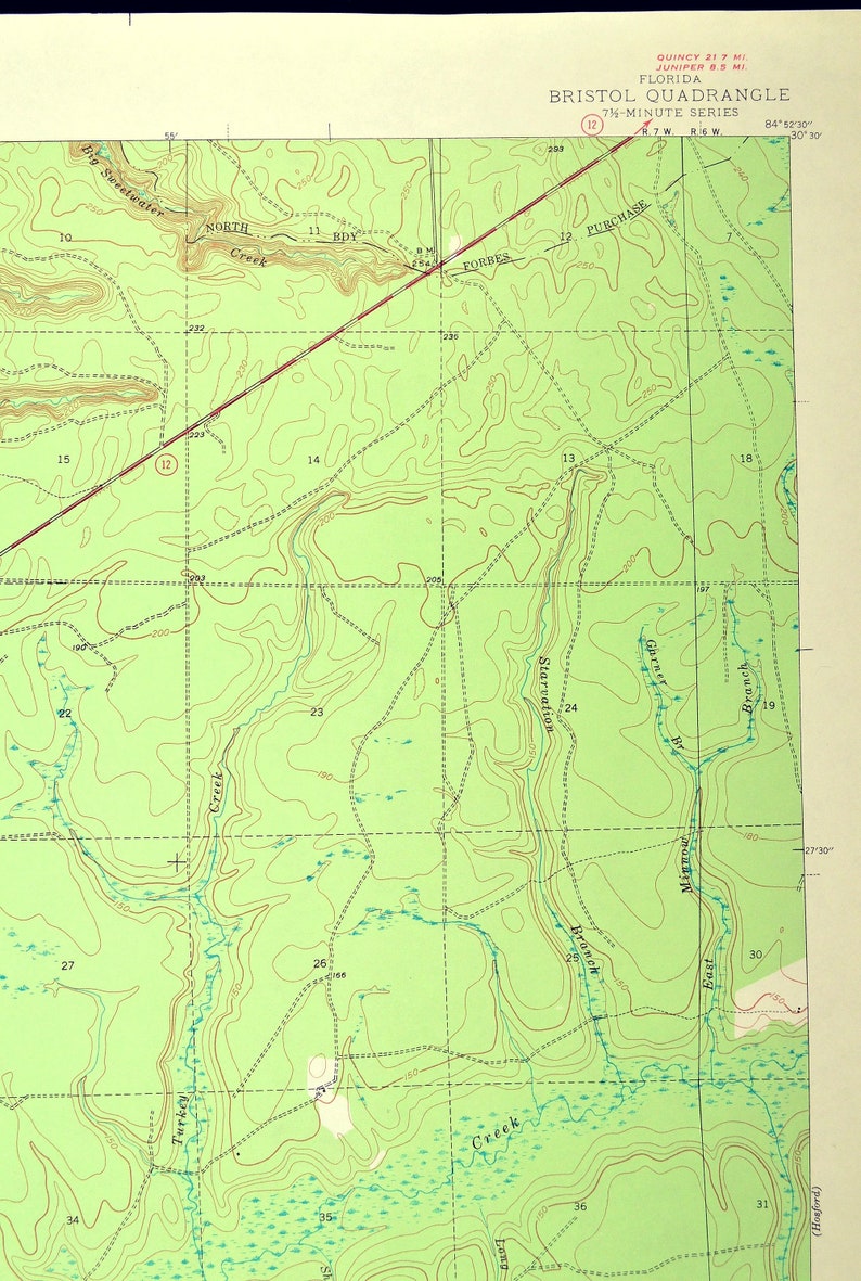 Bristol Map of Lake Mystic Florida Print Wall Art LARGE Etsy