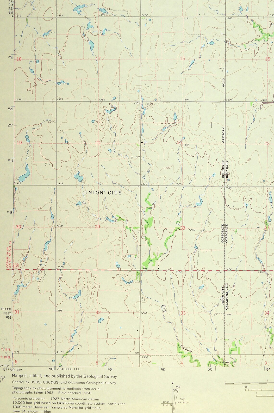 Canadian County Oklahoma Map of Minco Print Wall Art Decor Etsy
