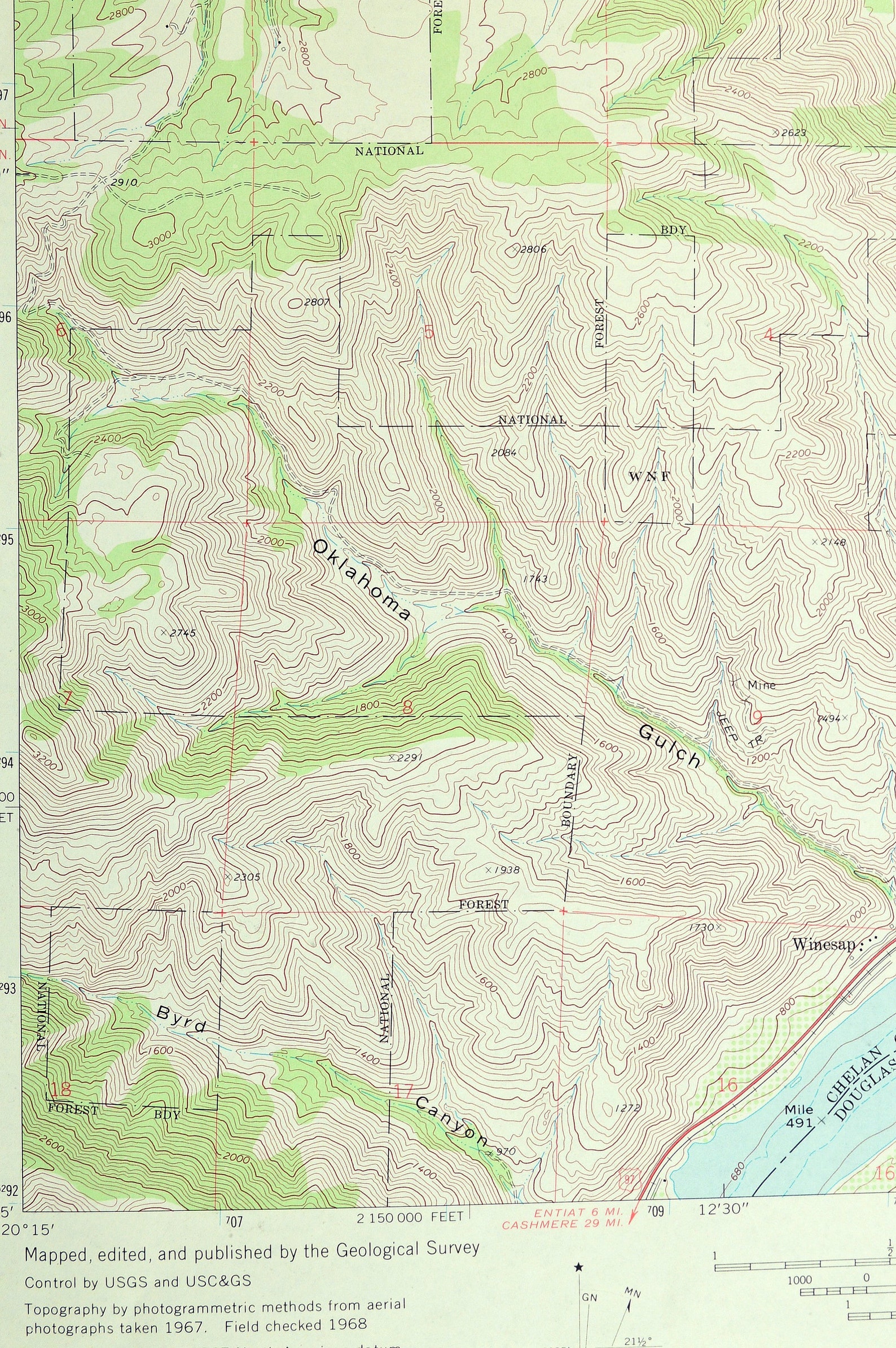Winesap Map of Wenatchee National Forest Washington Wall Art Etsy