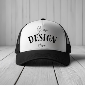 Mojiko Trucker Cap Mockup |Foam Trucker Hat Mockup | Black Foam Mesh Hat | Customizable Hat Template | Instant Download