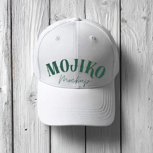White Baseball Cap Mockup: Unisex Hat Product Display (JPG File 3200x3200 px)