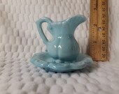 Miniature blue bowl and pitcher 2 inch