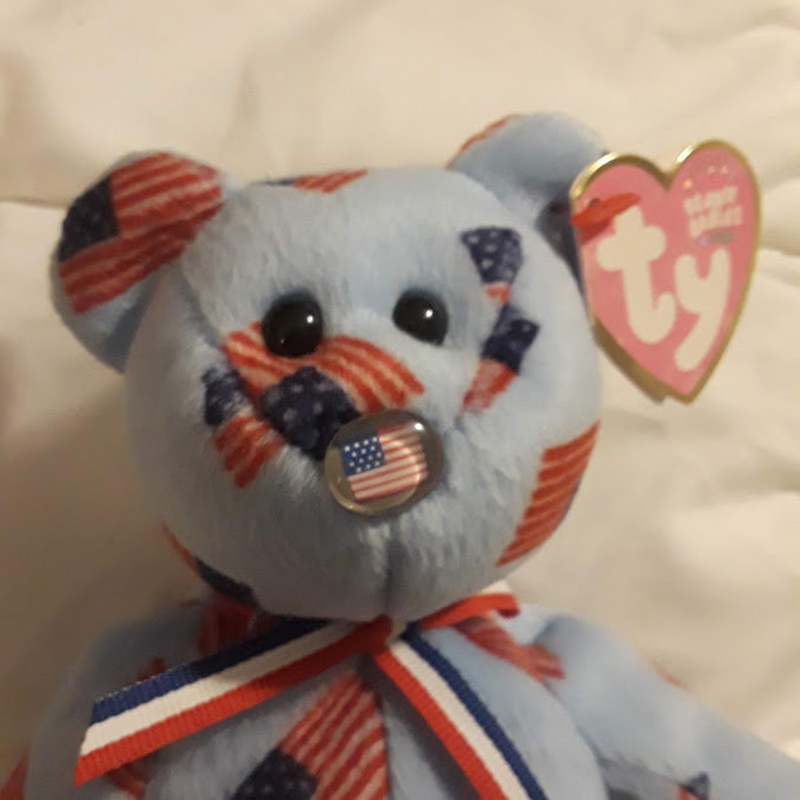 UNION TY BEANiE BABY bear Retired w/ flag nose Aug 1 2003 Etsy