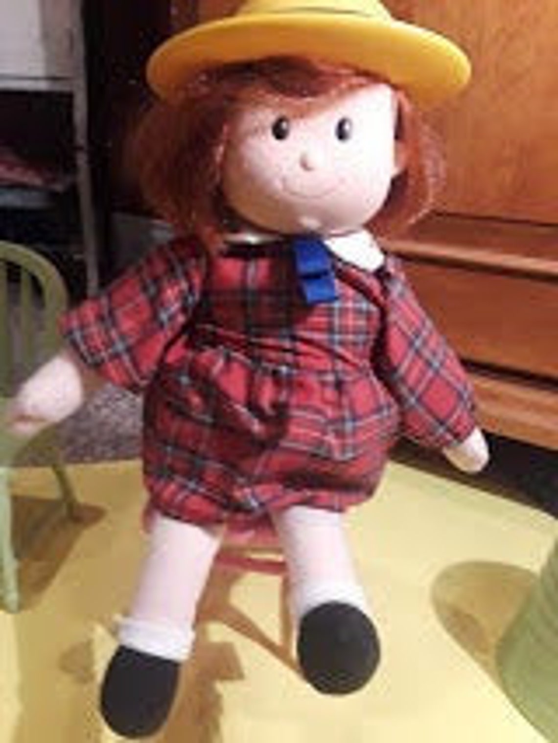stuffed madeline toddler doll with vinyl head and attached hat image 0