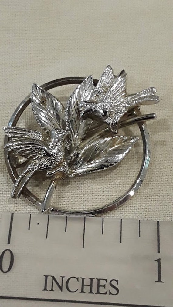 STERLING C AND A CART Art circle bird brooch pin