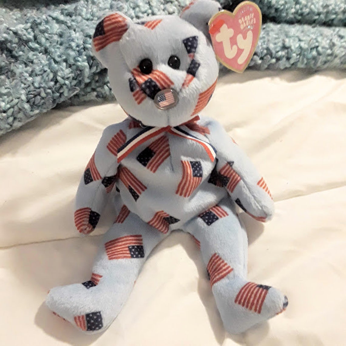 UNION TY BEANiE BABY bear Retired w/ flag nose Aug 1 2003 Etsy