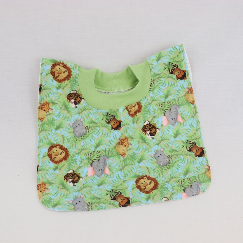 Soft Stretch Neck Ribbing Washable High Quality Fabrics Two Layers Absorbent Soft Cotton Flannel No Fasteners Baby Bib Pullover Style
