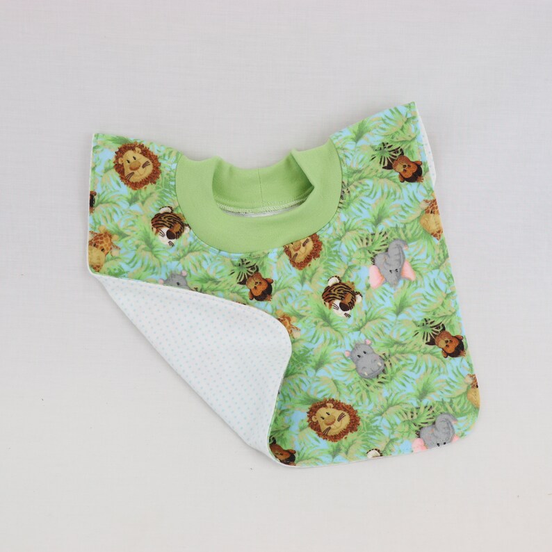 Soft Stretch Neck Ribbing Washable High Quality Fabrics Two Layers Absorbent Soft Cotton Flannel No Fasteners Baby Bib Pullover Style