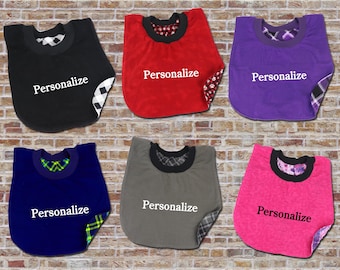 Personalized Reversible Dog Drool Bib: Absorbent Cotton Flannel, Stretchy Neck, Small to Giant Breed Sizes, Pullover