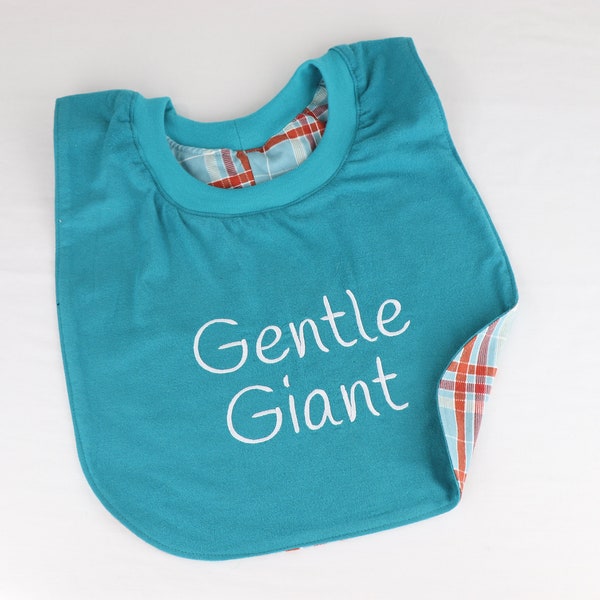 Dog Drool Bibs, Small to 3XL, Teal, Personalize Option, Pullover/No Fasteners, Reversible Absorbent Cotton Flannel