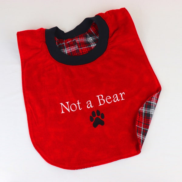 Dog Drool Bibs, Small to 3XL, Red, Black, Personalize Option, Pullover/No Fasteners, Reversible Absorbent Cotton Flannel
