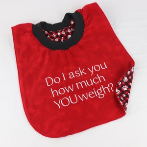 Dog Drool Bibs, Small to 3XL, Red, Personalize Option, Pullover/No Fasteners, Reversible Absorbent Cotton Flannel