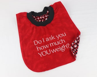 Dog Drool Bibs, Small to 3XL, Red, Personalize Option, Pullover/No Fasteners, Reversible Absorbent Cotton Flannel