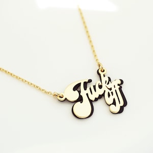 Vete a la mierda con el collar. Collar divertido. Collar con doble baño. Collar de letras. Collar de amistad. Vete a la mierda. Collar de palabra F. Regalo de amigos.