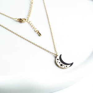 Crescent necklace. Moon necklace. Star necklace. Twofold necklace. Crescent moon. Friendship necklace.  Friends gift. Mama gift. Star.