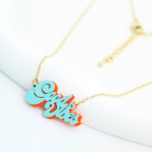 Good vibes necklace. Double plated necklace. Vivid necklace. Retro jewelry. Cartoon necklace. Name necklace. Good vibes only. Friend gift.