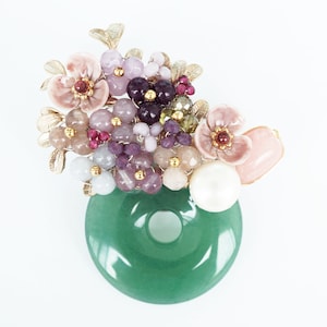 Natural stone brooch. Gemstone brooch. Handcrafted brooch. Stone brooch. Bouquet brooch. Aventurine jewelry. Mother birthday. Mother gift.