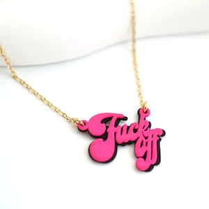 Vete a la mierda con el collar. Collar divertido. Collar con doble baño. Collar de letras. Collar de amistad. Vete a la mierda. Collar de palabra F. Regalo de amigos.
