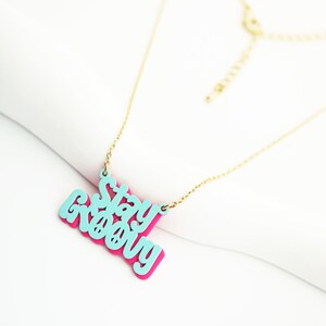 Stay groovy necklace. Retro letter necklace. Double plate necklace. Cartoon necklace. Stay groovy. Party necklace. Friendship necklace.