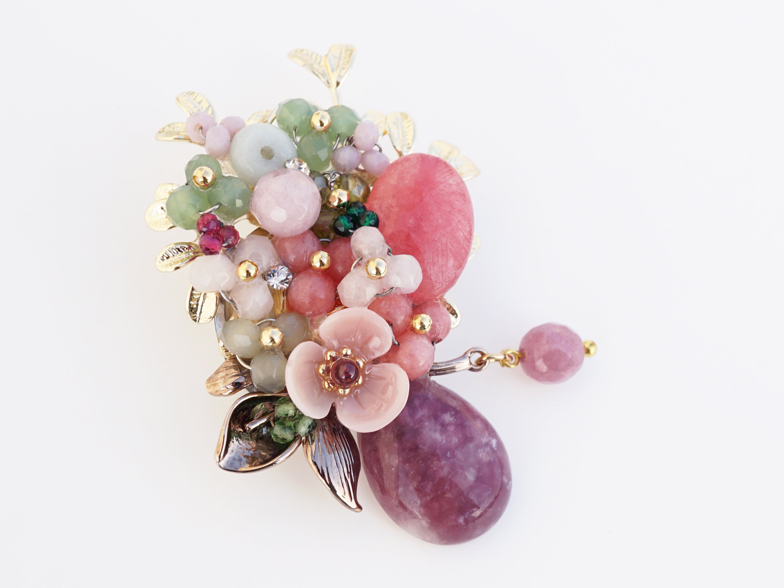Gemstone brooch. handmade brooch. Flower brooch. Tree brooch. Etsy